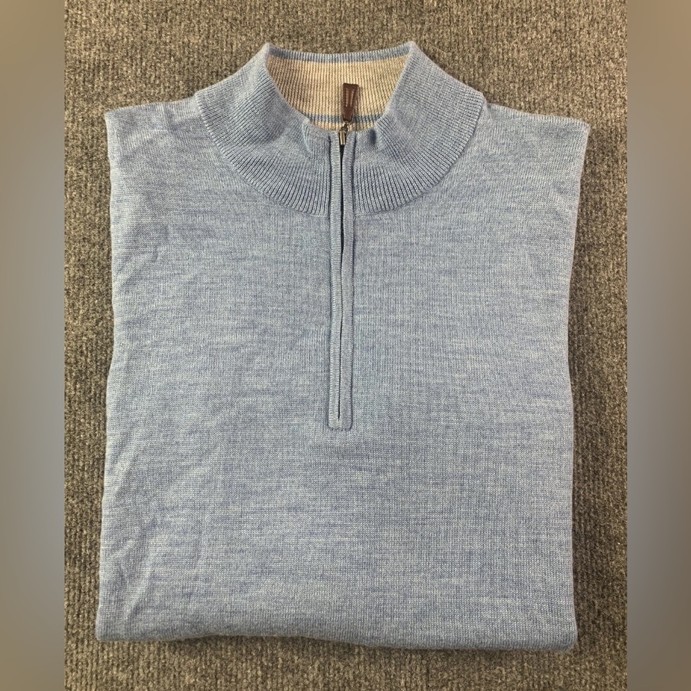 PETER MILLAR MEN'S 100% Merino Wool Golf 1/4 Zip Vest Sweater Size L NWOT Blue